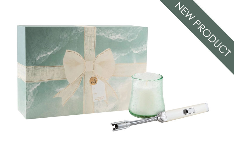 Glass Candle & Rechargeable Lighter Gift Set