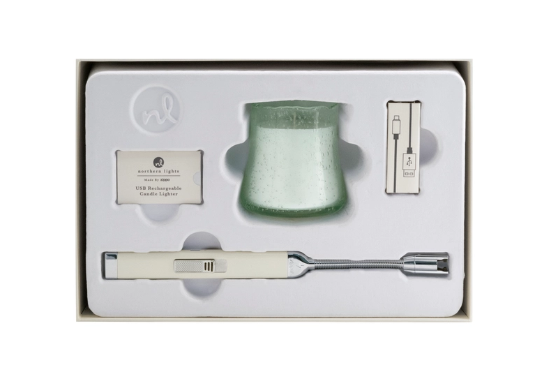 Glass Candle & Rechargeable Lighter Gift Set